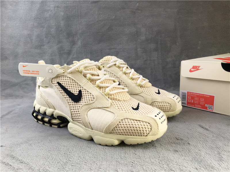 Stussy x Nike Air Zoom Spiridon Caged 2 Beign Black Shoes